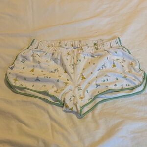 LAKE Easter White Pajama Shorts with Green and bunny Accents. SHORTS ONLY